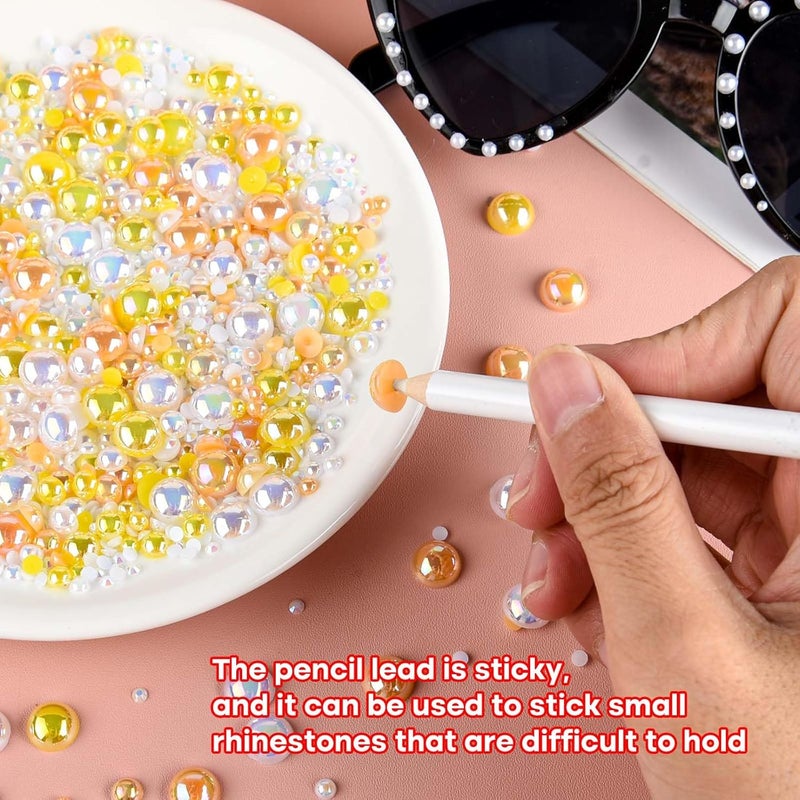 ASTARON 50g Mix Flatback Rhinestones Half Pearls for Crafts Mixed Size 3mm-10mm Flat Back Rhinestones for Crafts Flatback Pearls for Decorating Tumblers Mugs Nail Art Shoes (Yellow White Series) - Image 5